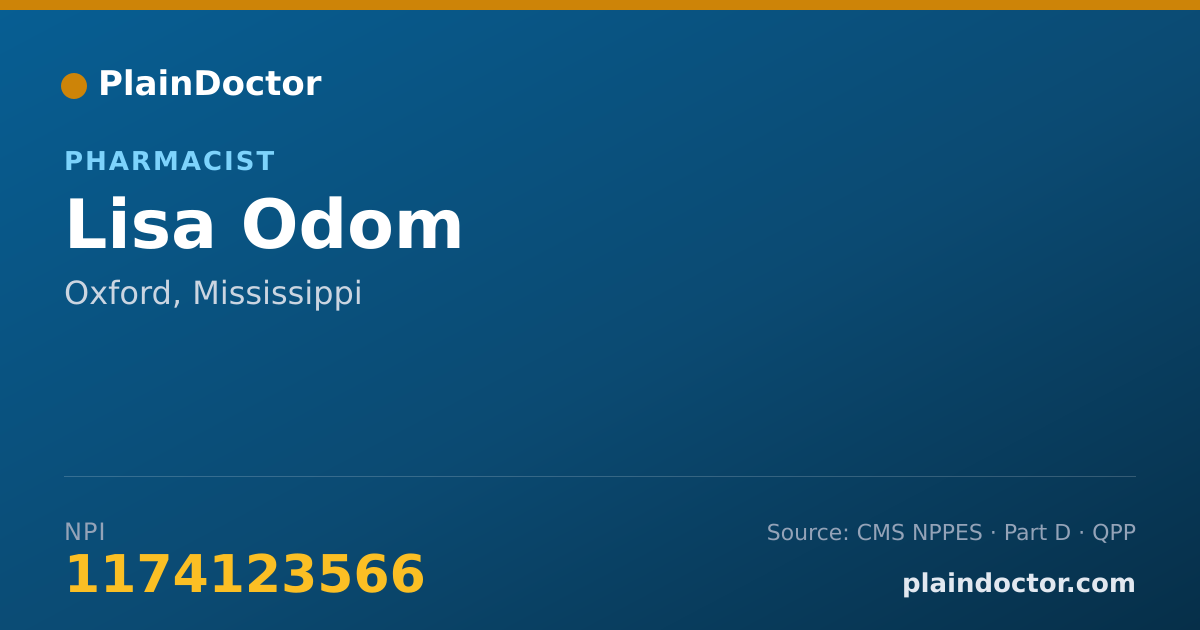 Shareable card for Lisa Odom - Pharmacist, Oxford, MS