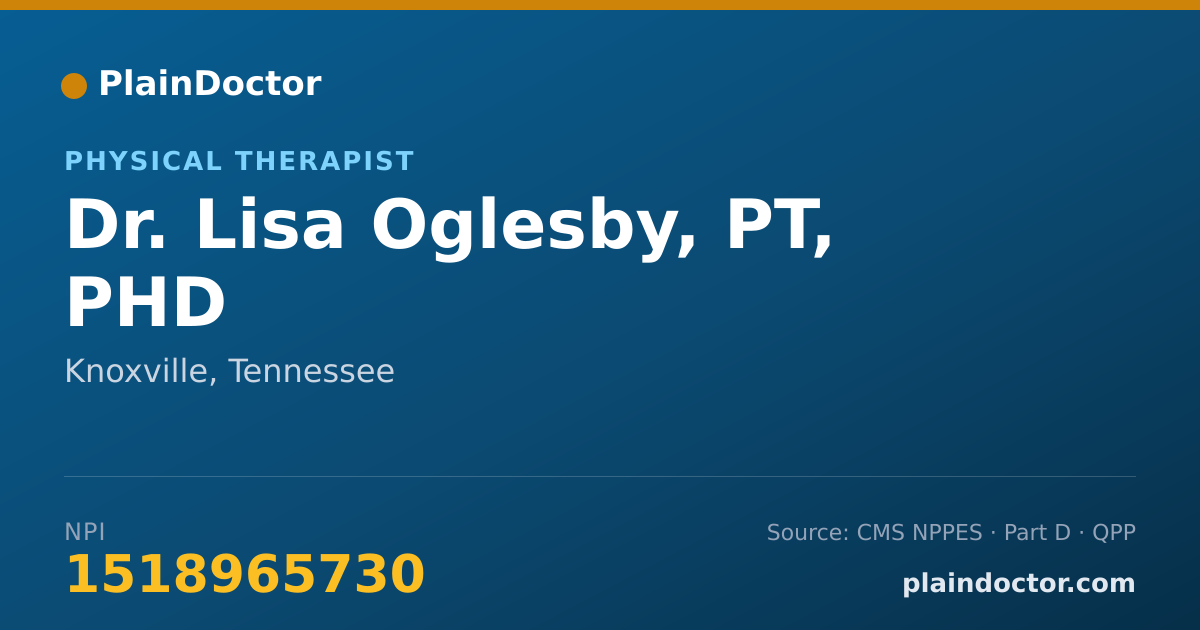 Shareable card for Lisa Oglesby, PT, PHD - Physical Therapist, Knoxville, TN