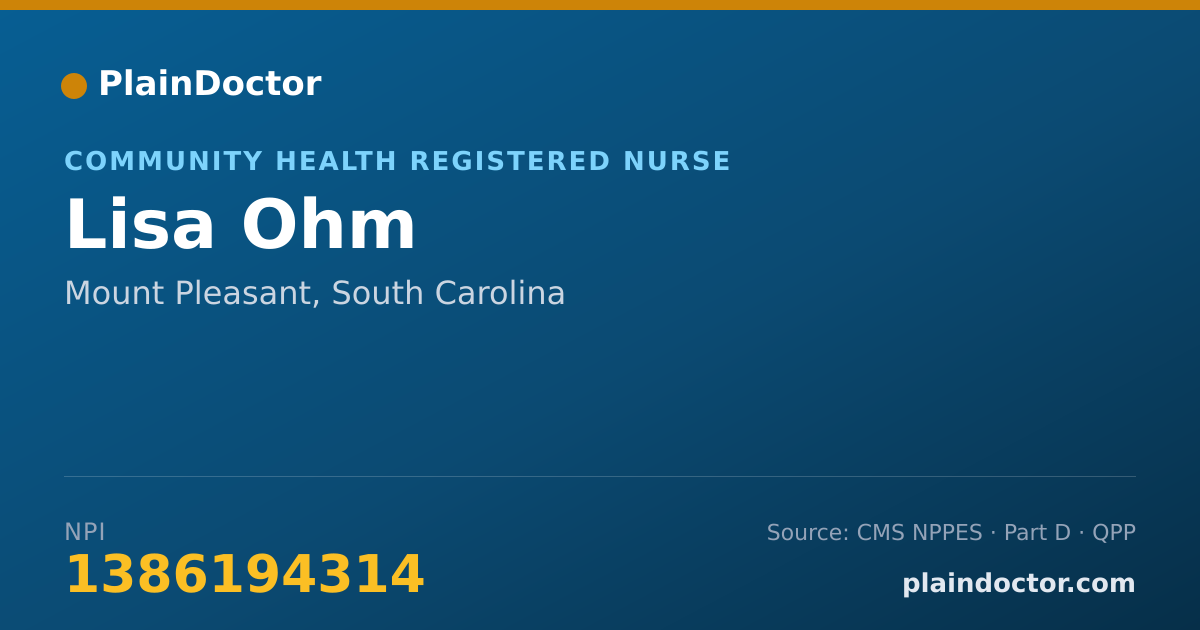 Shareable card for Lisa Ohm - Community Health Registered Nurse, Mount Pleasant, SC