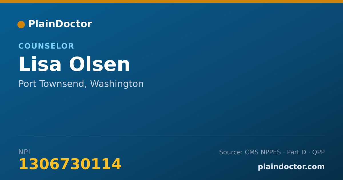 Shareable card for Lisa Olsen - Counselor, Port Townsend, WA