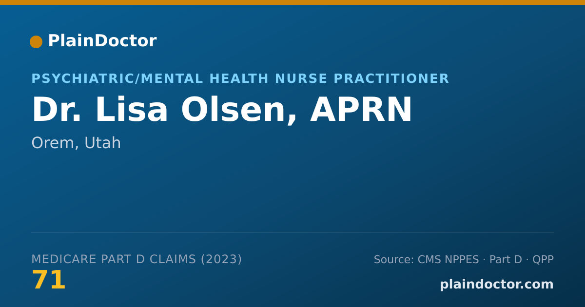 Shareable card for Lisa Olsen, APRN - Psychiatric/Mental Health Nurse Practitioner, Orem, UT