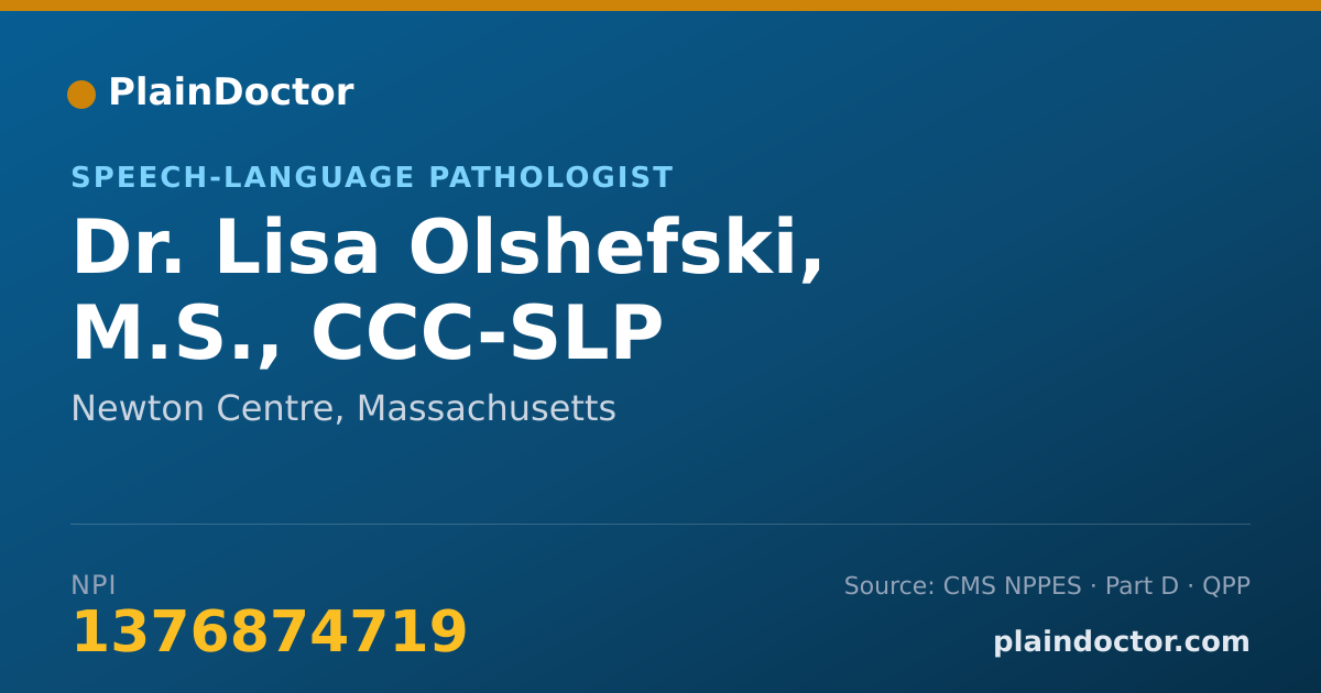 Shareable card for Lisa Olshefski, M.S., CCC-SLP - Speech-Language Pathologist, Newton Centre, MA