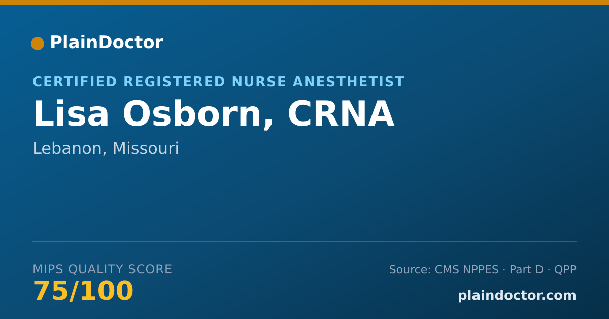 Shareable card for Lisa Osborn, CRNA - Certified Registered Nurse Anesthetist, Lebanon, MO