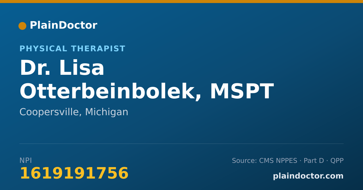 Shareable card for Lisa Otterbeinbolek, MSPT - Physical Therapist, Coopersville, MI