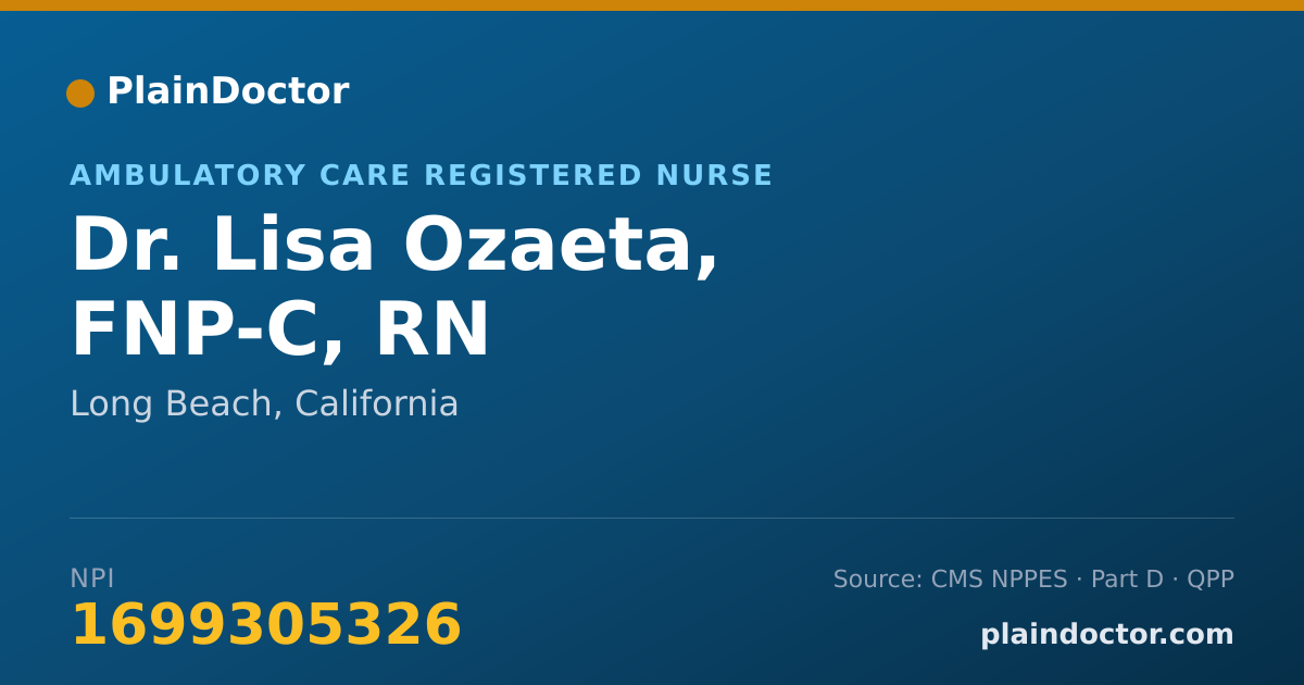 Shareable card for Lisa Ozaeta, FNP-C, RN - Ambulatory Care Registered Nurse, Long Beach, CA