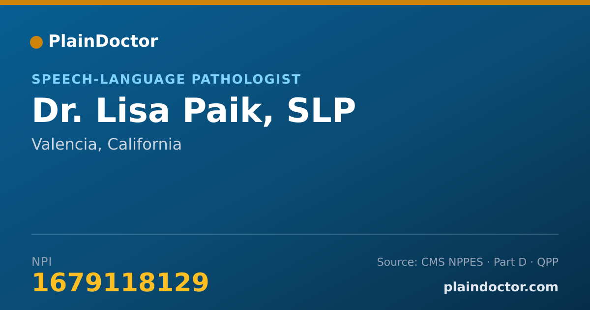 Shareable card for Lisa Paik, SLP - Speech-Language Pathologist, Valencia, CA