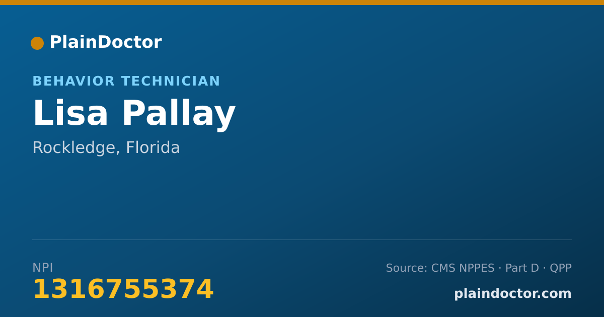 Shareable card for Lisa Pallay - Behavior Technician, Rockledge, FL
