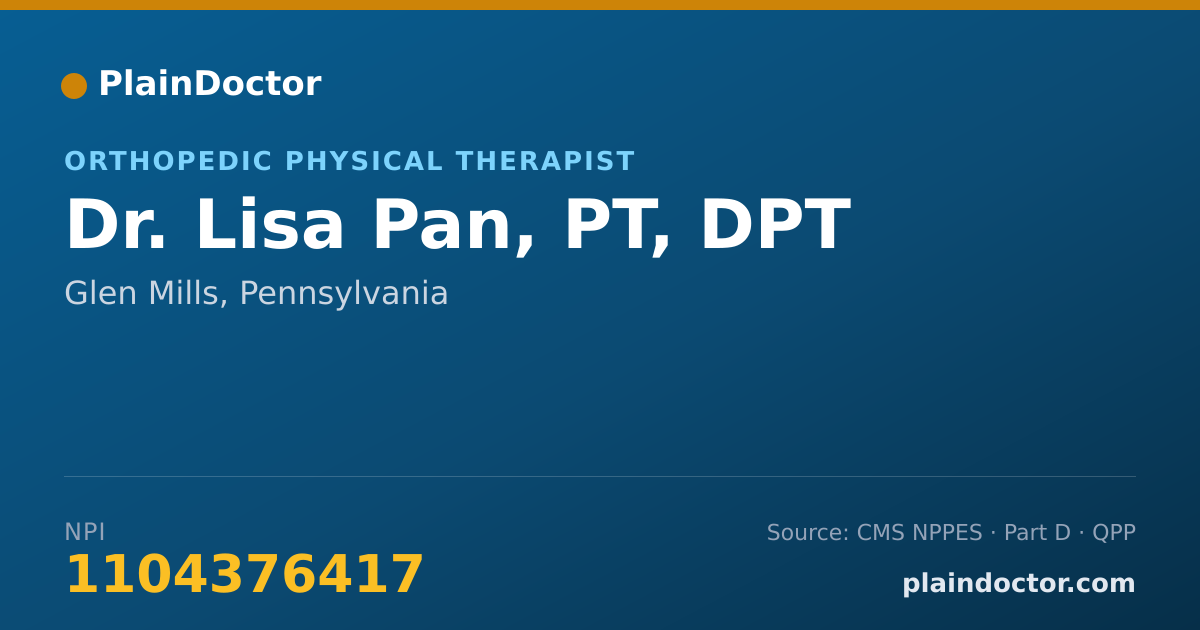 Shareable card for Lisa Pan, PT, DPT - Orthopedic Physical Therapist, Glen Mills, PA