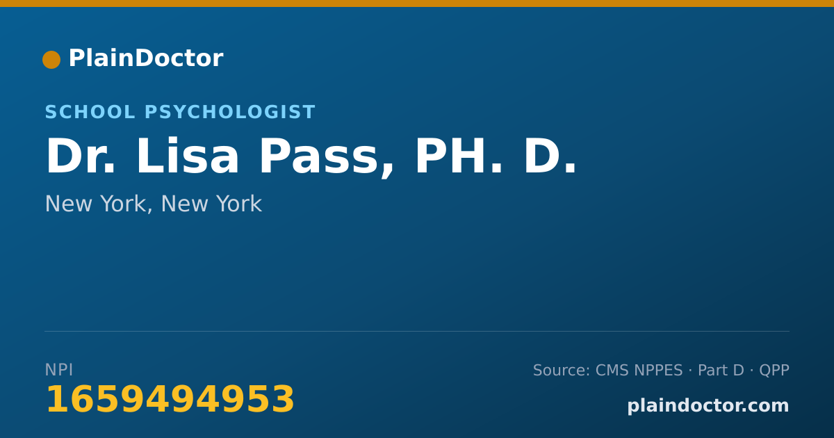 Shareable card for Lisa Pass, PH. D. - Clinical Child & Adolescent Psychologist, New York, NY
