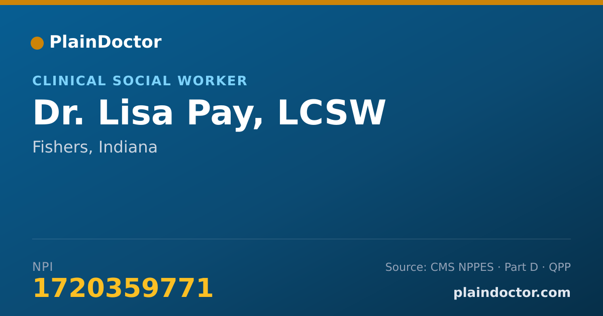 Shareable card for Lisa Pay, LCSW - Clinical Social Worker, Fishers, IN