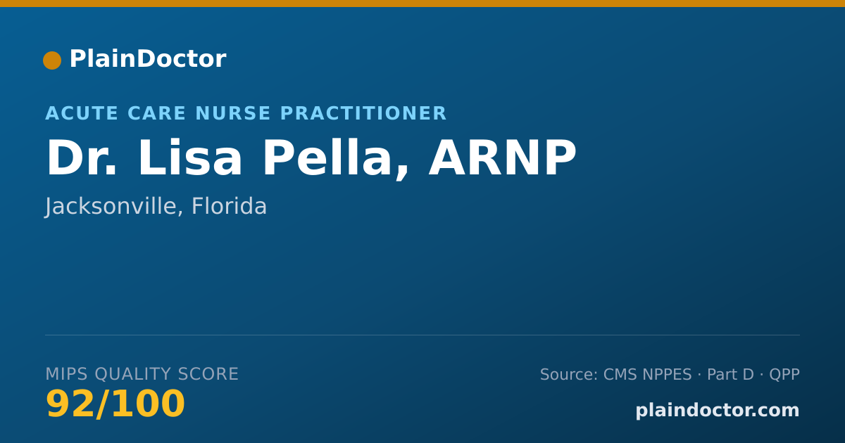 Shareable card for Lisa Pella, ARNP - Acute Care Nurse Practitioner, Jacksonville, FL
