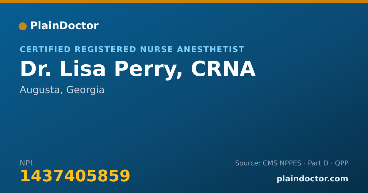 Shareable card for Lisa Perry, CRNA - Certified Registered Nurse Anesthetist, Augusta, GA