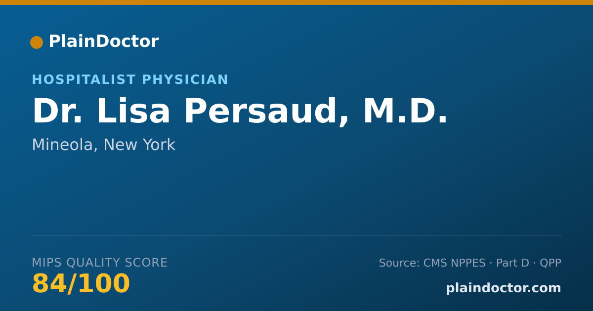 Shareable card for Lisa Persaud, M.D. - Hospitalist Physician, Mineola, NY