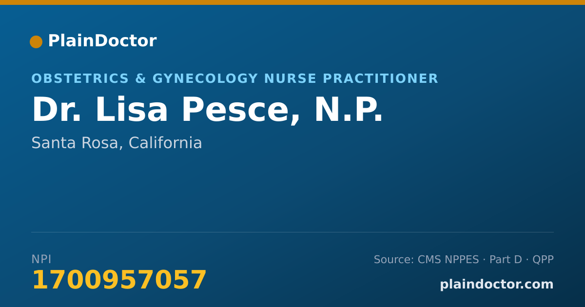 Shareable card for Lisa Pesce, N.P. - Obstetrics & Gynecology Nurse Practitioner, Santa Rosa, CA