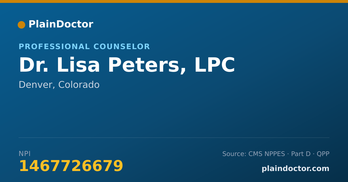 Shareable card for Lisa Peters, LPC - Professional Counselor, Denver, CO