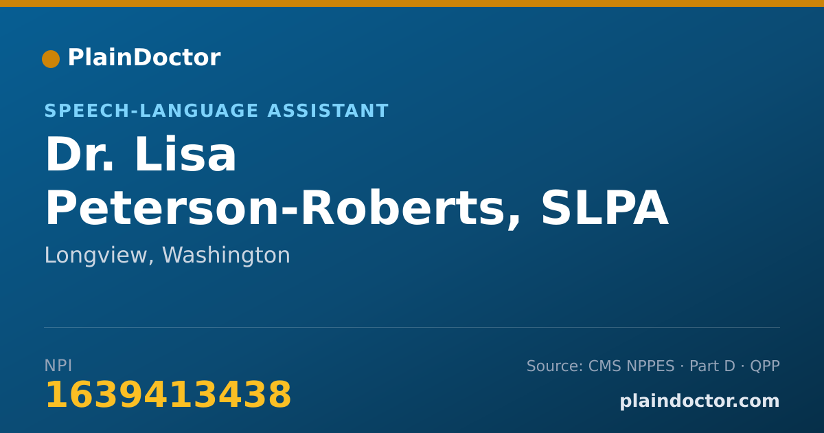 Shareable card for Lisa Peterson-Roberts, SLPA - Speech-Language Assistant, Longview, WA