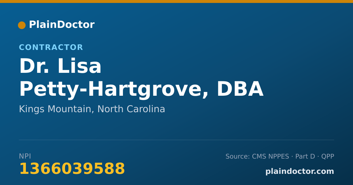 Shareable card for Lisa Petty-Hartgrove, DBA - Contractor, Kings Mountain, NC