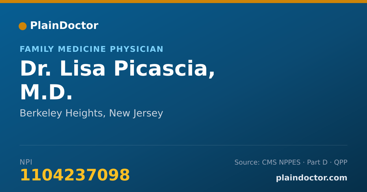 Shareable card for Lisa Picascia, M.D. - Family Medicine Physician, Berkeley Heights, NJ