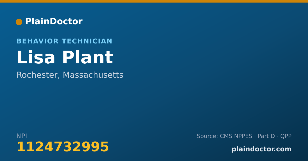 Shareable card for Lisa Plant - Behavior Technician, Rochester, MA