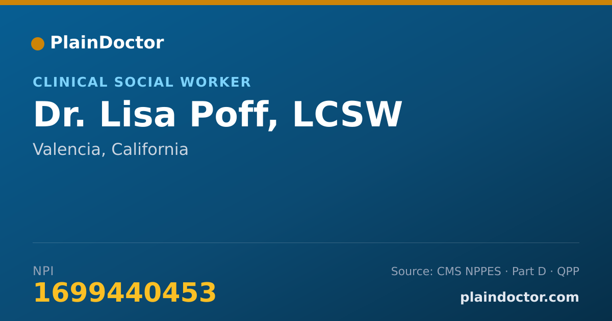 Shareable card for Lisa Poff, LCSW - Clinical Social Worker, Valencia, CA