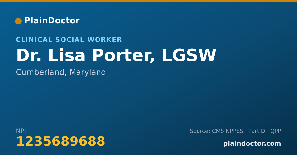 Shareable card for Lisa Porter, LGSW - Clinical Social Worker, Cumberland, MD