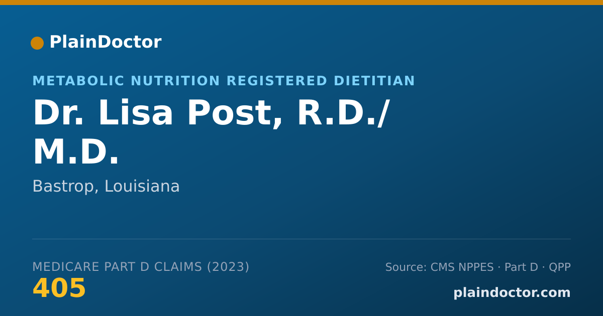 Shareable card for Lisa Post, R.D./ M.D. - Metabolic Nutrition Registered Dietitian, Bastrop, LA
