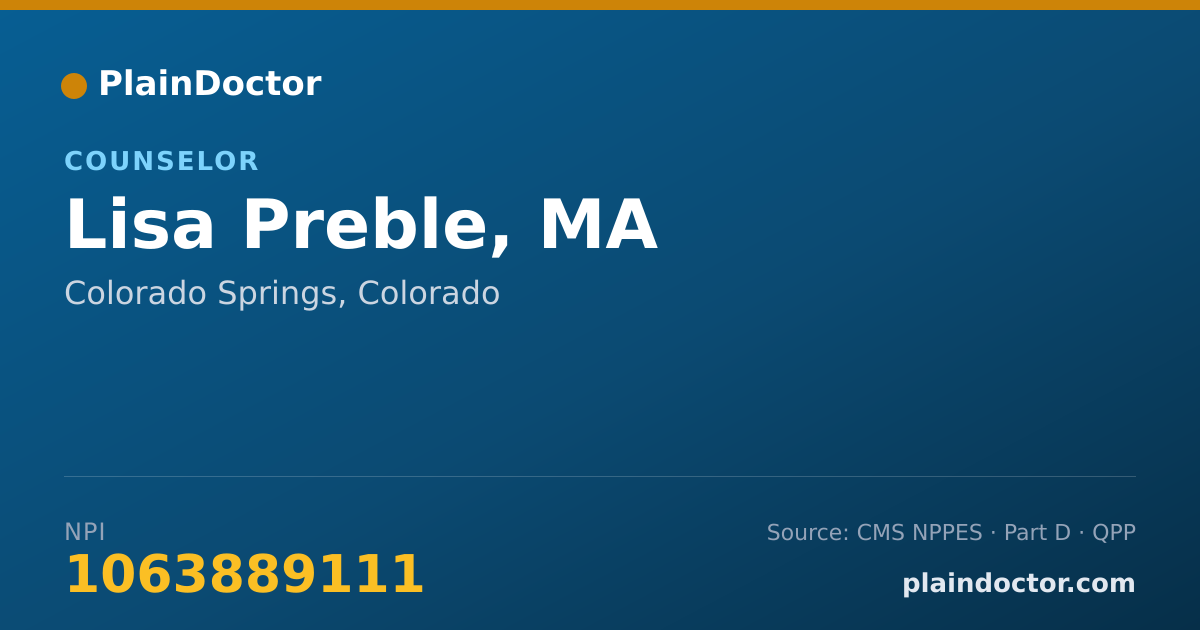 Shareable card for Lisa Preble, MA - Counselor, Colorado Springs, CO