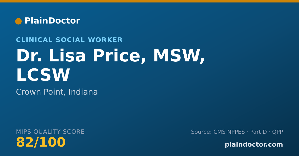 Shareable card for Lisa Price, MSW, LCSW - Clinical Social Worker, Crown Point, IN