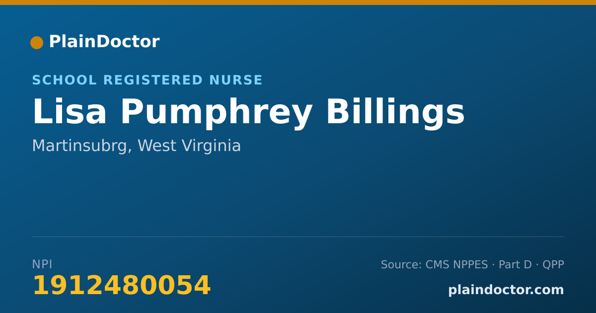 Shareable card for Lisa Pumphrey Billings - School Registered Nurse, Martinsubrg, WV