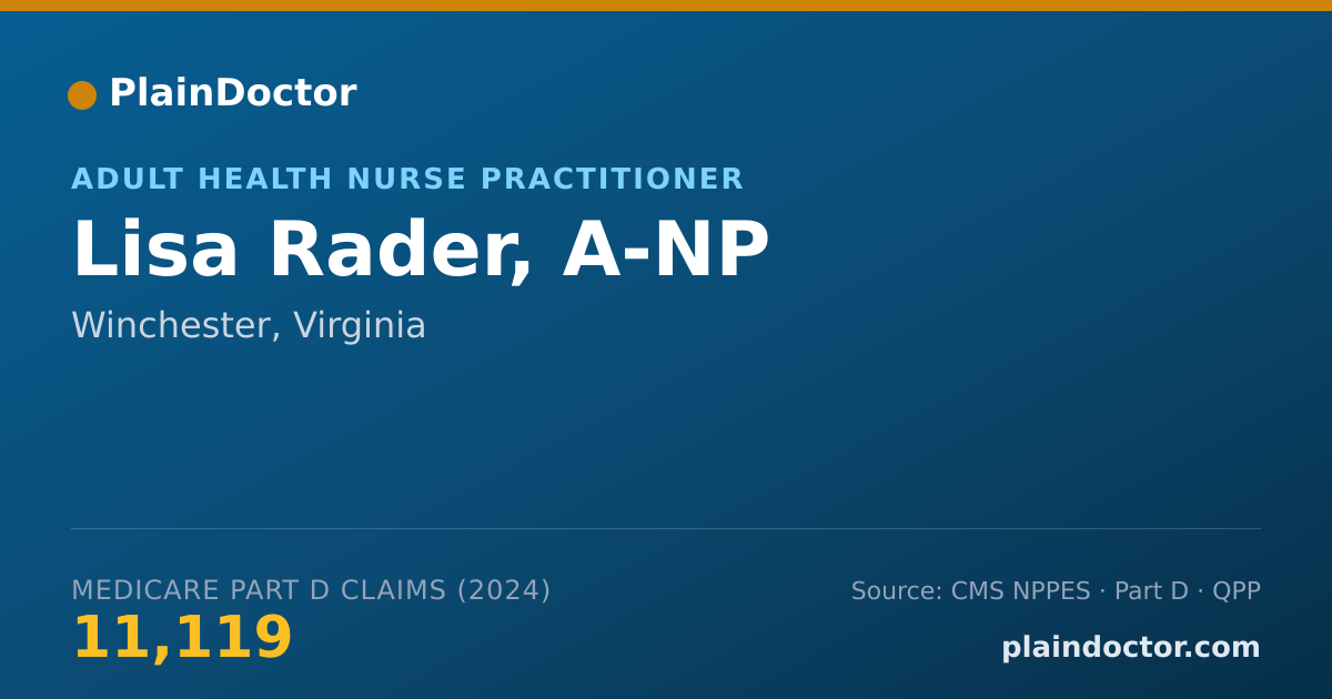 Shareable card for Lisa Rader, A-NP - Adult Health Nurse Practitioner, Winchester, VA