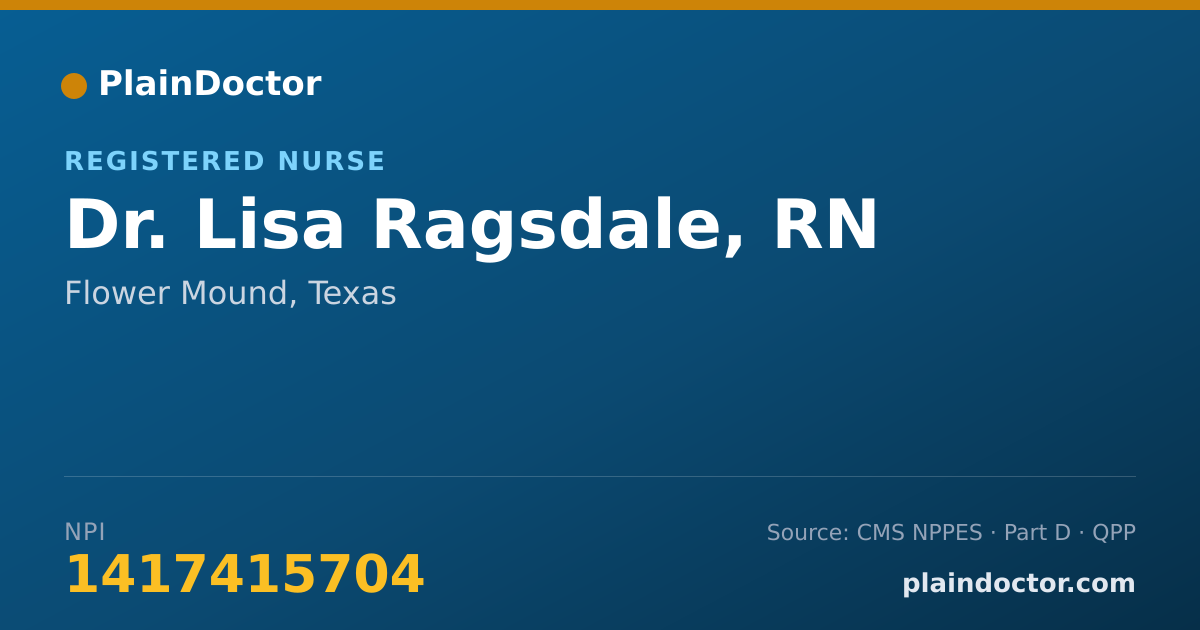 Shareable card for Lisa Ragsdale, RN - Registered Nurse, Flower Mound, TX