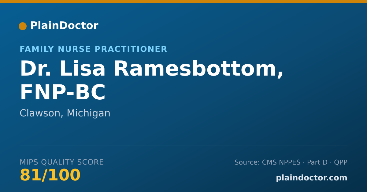 Shareable card for Lisa Ramesbottom, FNP-BC - Family Nurse Practitioner, Clawson, MI