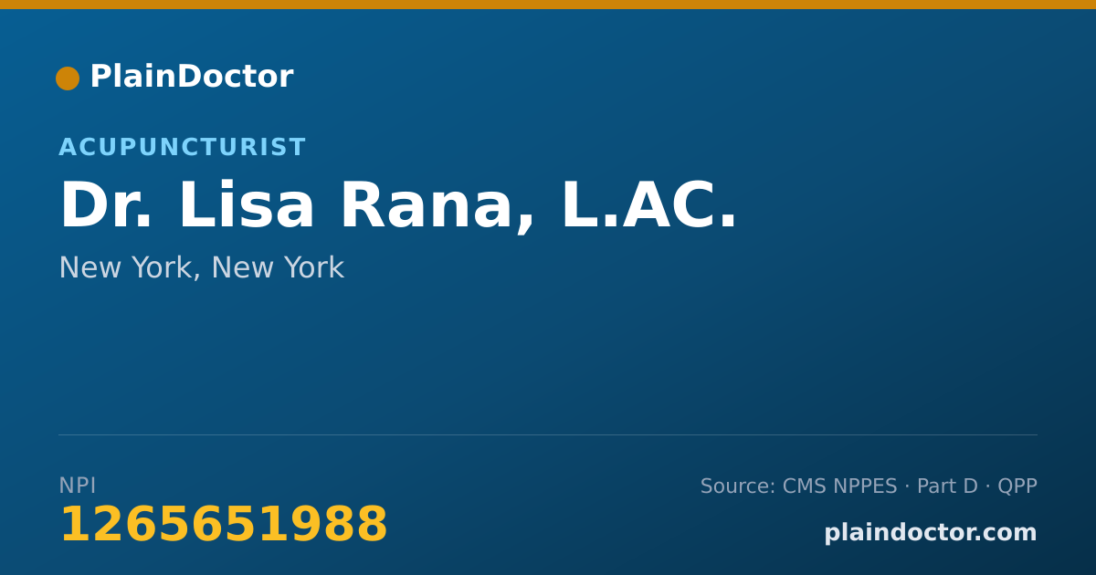 Shareable card for Lisa Rana, L.AC. - Acupuncturist, New York, NY