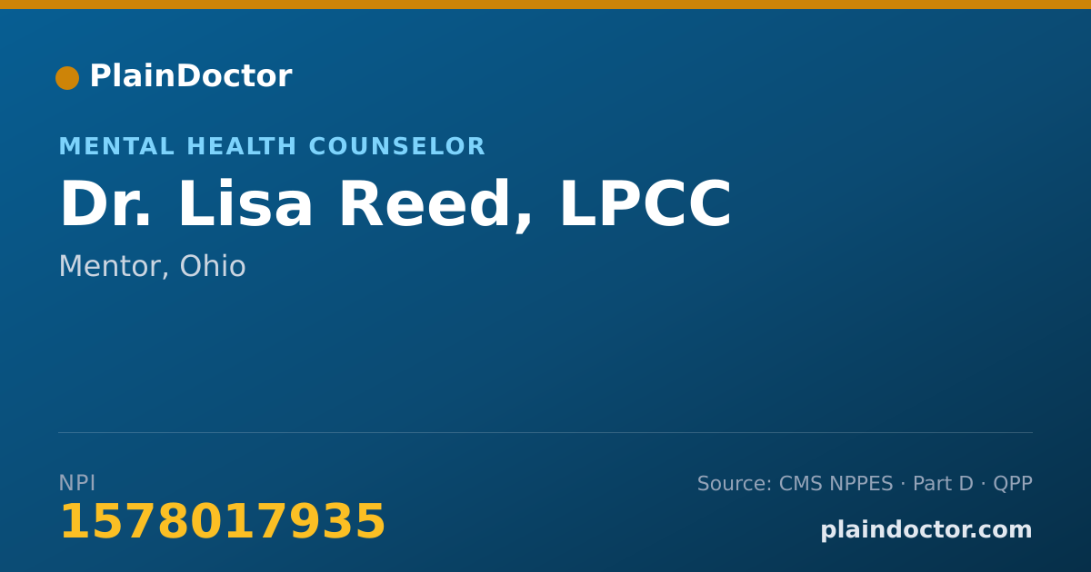 Shareable card for Lisa Reed, LPCC - Mental Health Counselor, Mentor, OH