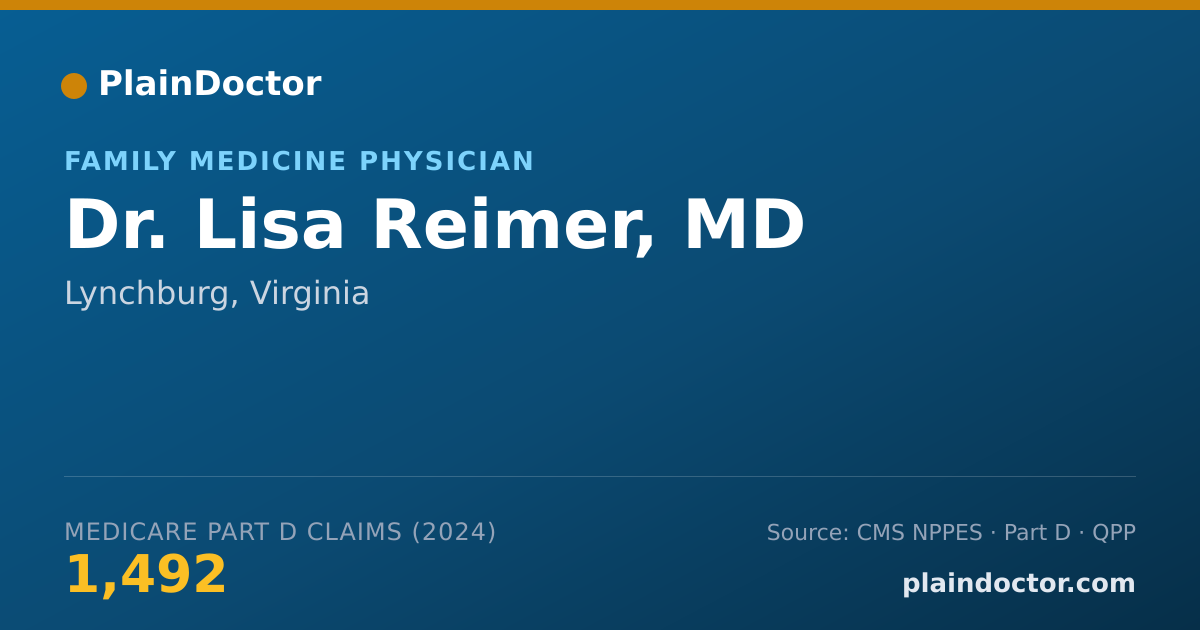 Shareable card for Lisa Reimer, MD - Family Medicine Physician, Lynchburg, VA