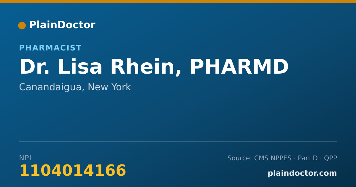 Shareable card for Lisa Rhein, PHARMD - Pharmacist, Canandaigua, NY