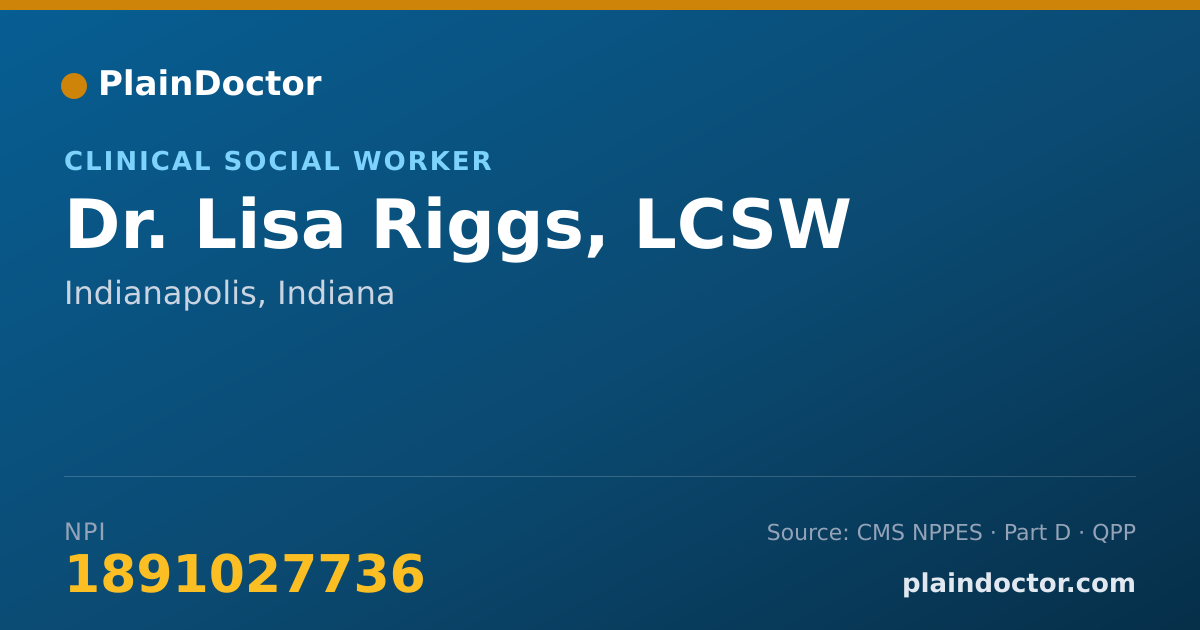 Shareable card for Lisa Riggs, LCSW - Clinical Social Worker, Indianapolis, IN