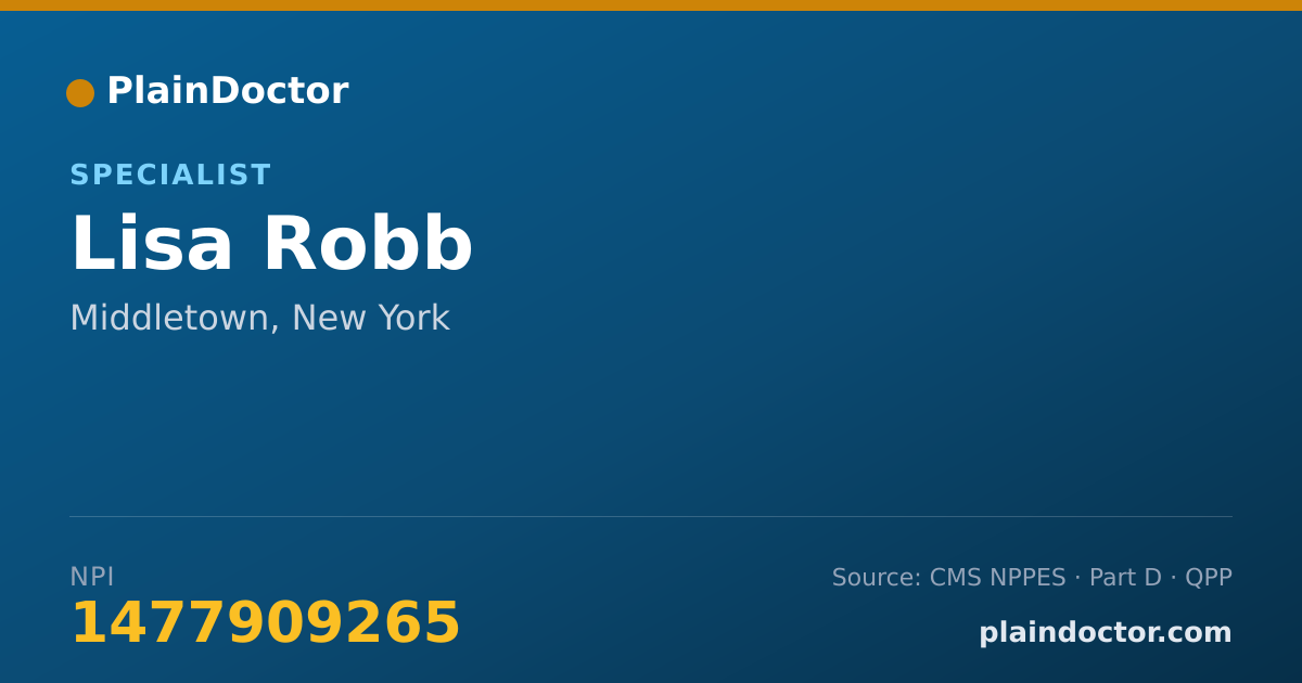 Shareable card for Lisa Robb - Specialist, Middletown, NY