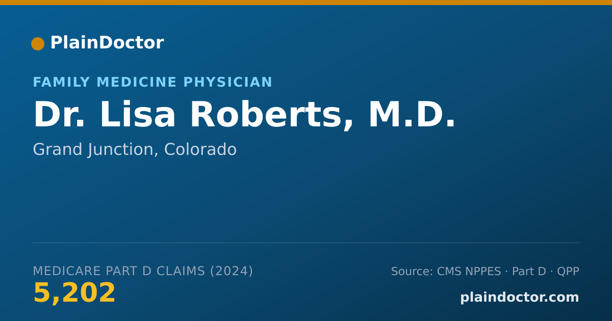 Shareable card for Lisa Roberts, M.D. - Family Medicine Physician, Grand Junction, CO