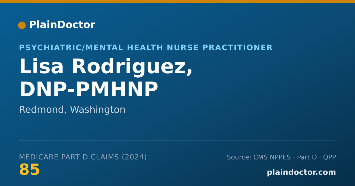 Shareable card for Lisa Rodriguez, DNP-PMHNP - Psychiatric/Mental Health Nurse Practitioner, Redmond, WA