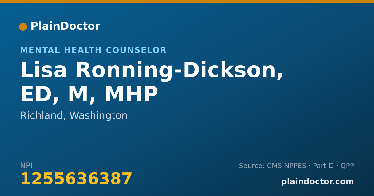 Shareable card for Lisa Ronning-Dickson, ED, M, MHP - Mental Health Counselor, Richland, WA