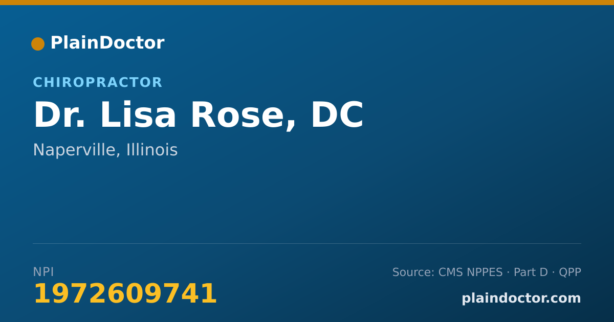 Shareable card for Lisa Rose, DC - Chiropractor, Naperville, IL