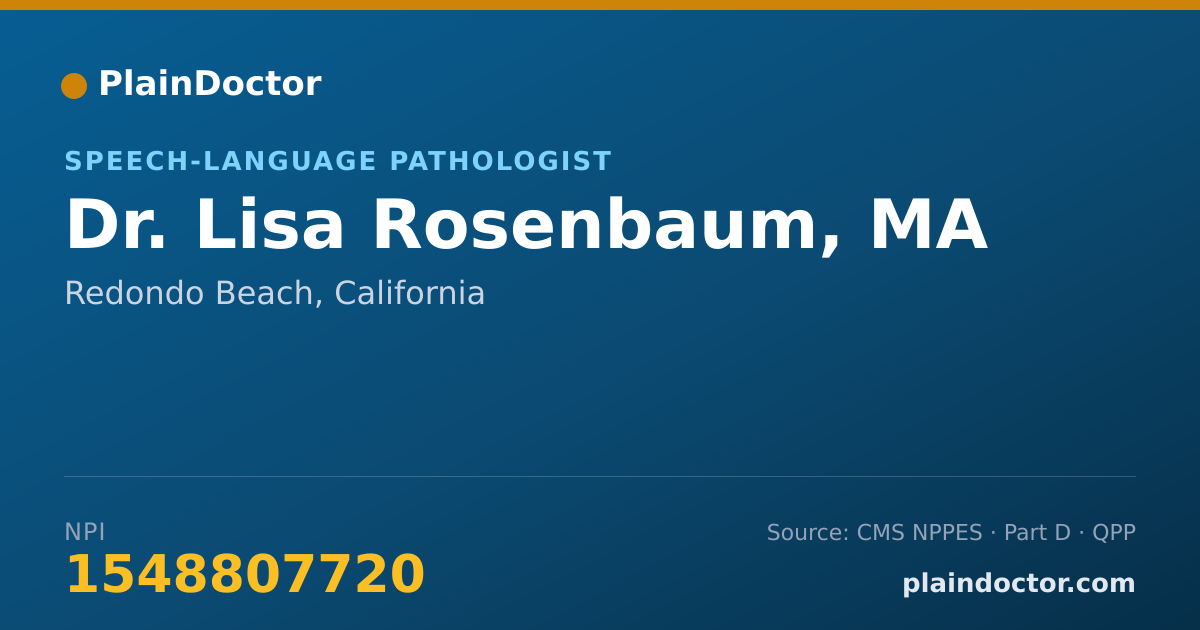 Shareable card for Lisa Rosenbaum, MA - Speech-Language Pathologist, Redondo Beach, CA
