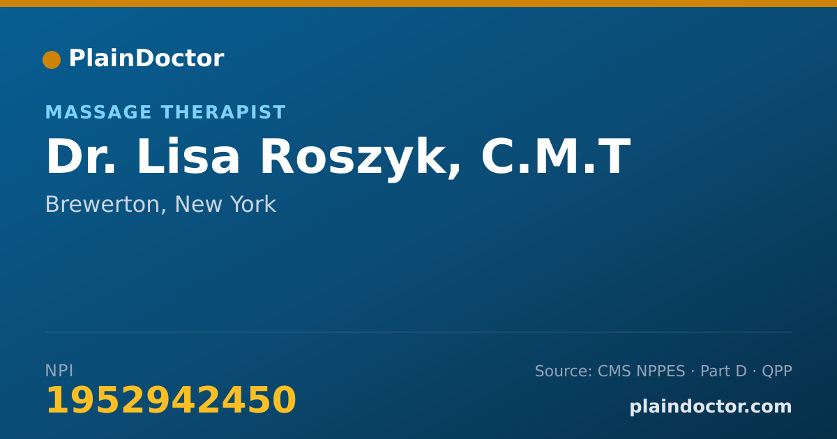 Shareable card for Lisa Roszyk, C.M.T - Massage Therapist, Brewerton, NY