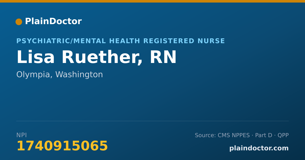 Shareable card for Lisa Ruether, RN - Psychiatric/Mental Health Registered Nurse, Olympia, WA