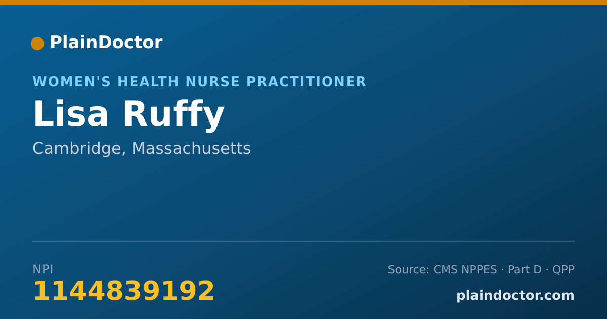 Shareable card for Lisa Ruffy - Women's Health Nurse Practitioner, Cambridge, MA