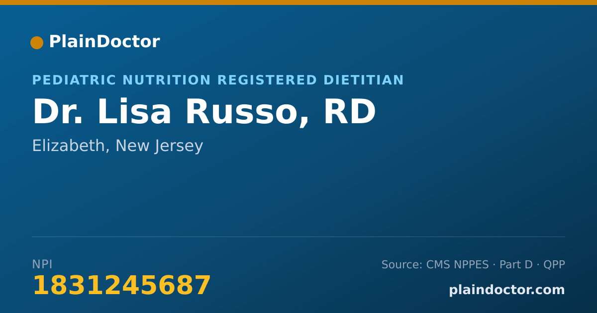 Shareable card for Lisa Russo, RD - Pediatric Nutrition Registered Dietitian, Elizabeth, NJ