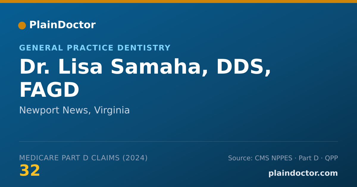 Shareable card for Lisa Samaha, DDS, FAGD - General Practice Dentistry, Newport News, VA