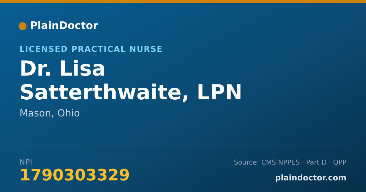 Shareable card for Lisa Satterthwaite, LPN - Licensed Practical Nurse, Mason, OH