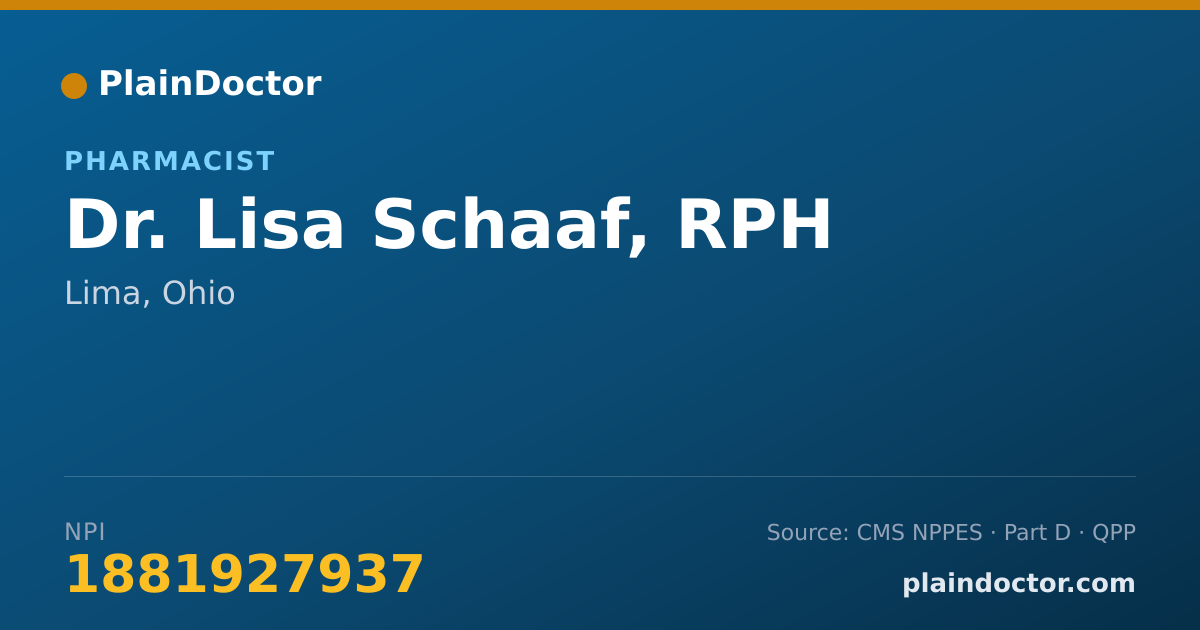 Shareable card for Lisa Schaaf, RPH - Pharmacist, Lima, OH